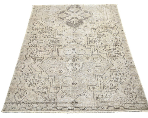 3x5 Vintage Brown Persian Style Hand Knotted Distressed Low Pile Wool Area Rug